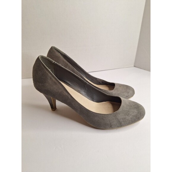 Olsenboye Round Toe Gray Pumps Heels Sz 9M Office Siren Career Mob Wife Work Y2K - Picture 2 of 10